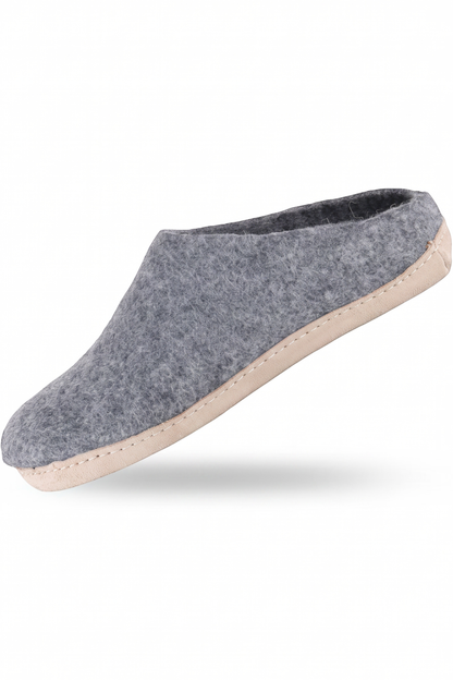 Uldtøffel (100% ren uld) - Model Denim m/sål i skind