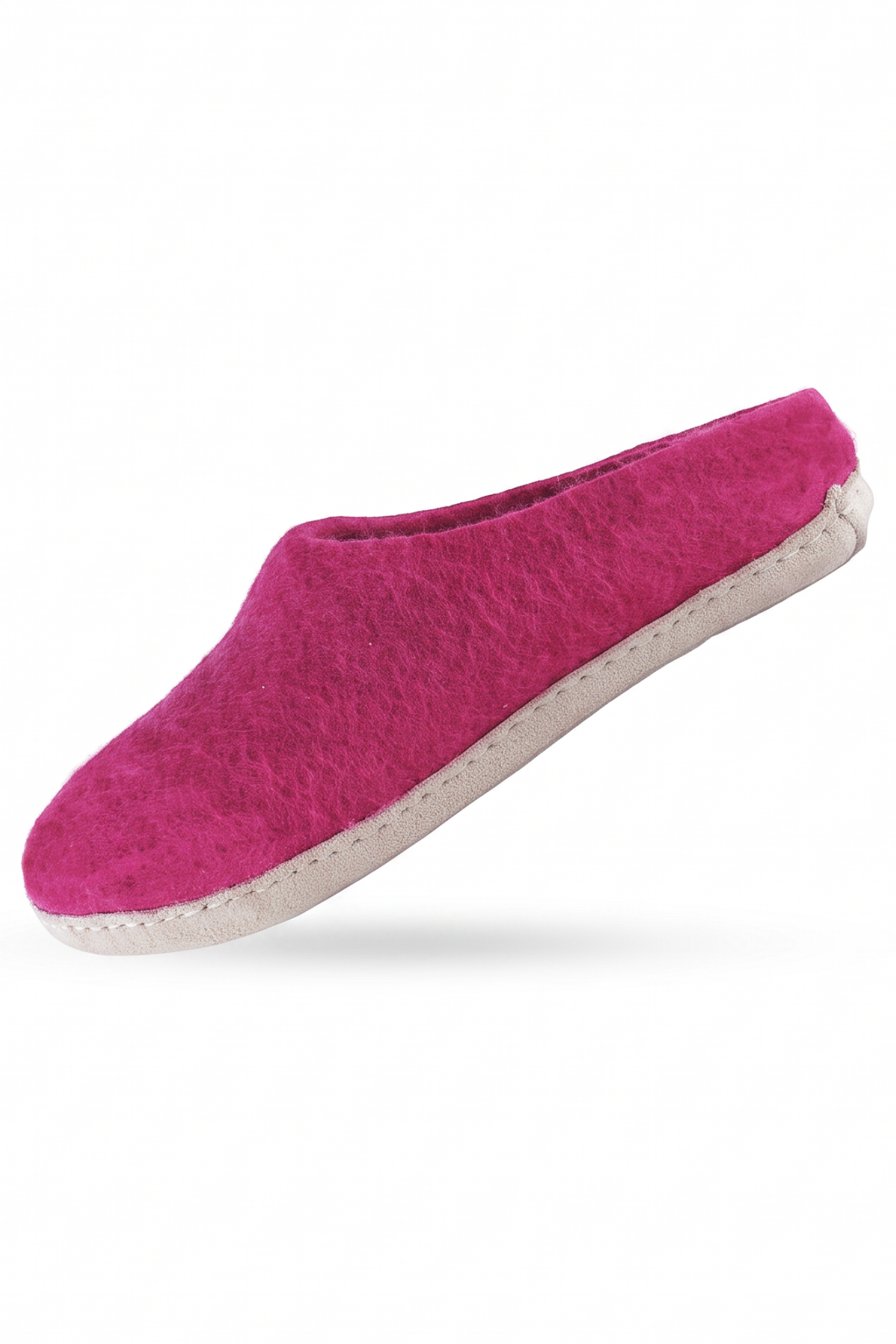 Uldtøffel og Hjemmesko (100% ren uld) - Model Pink m/sål i skind